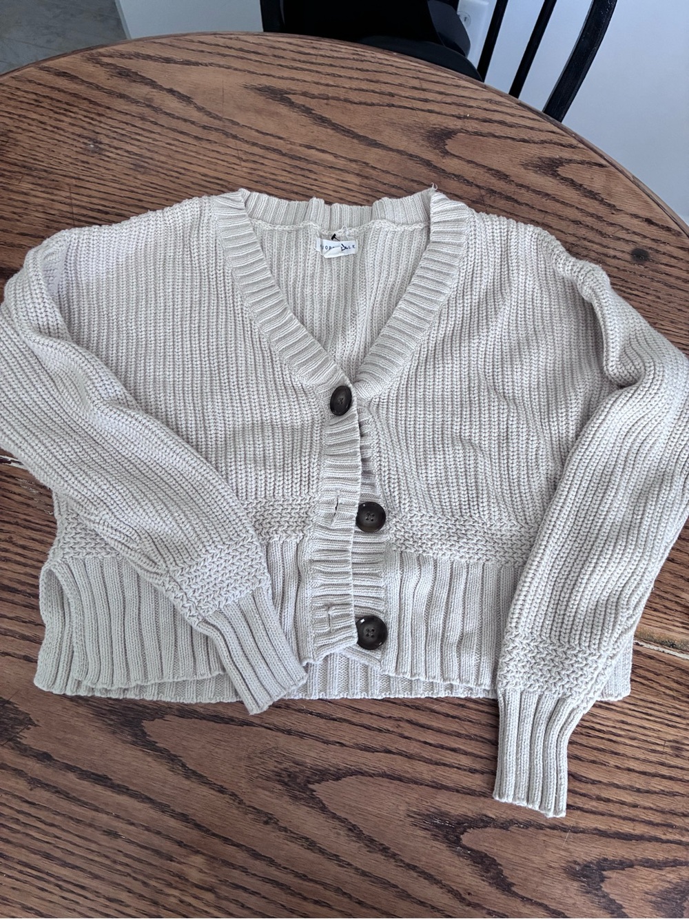 Aeropostale Cream Cropped Knit Button Cardigan